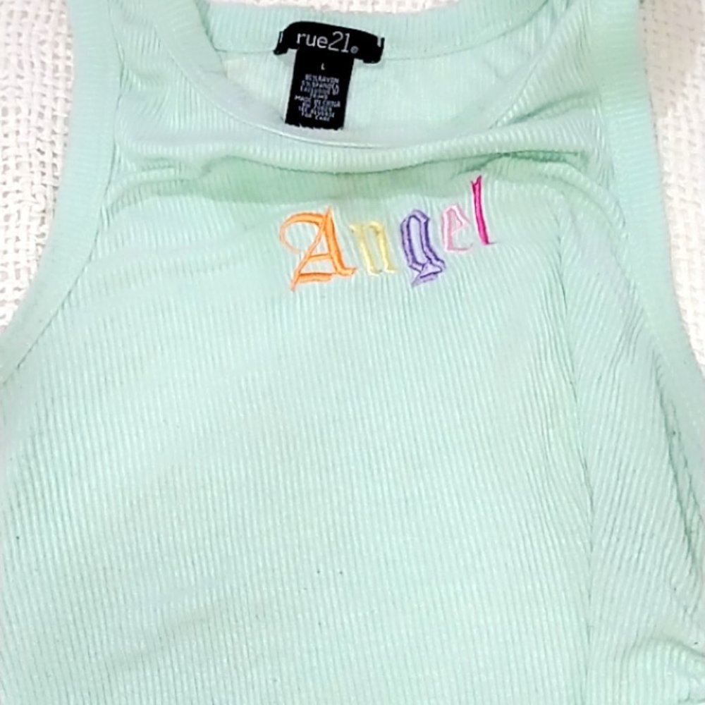 Ribbed side blue crop top
